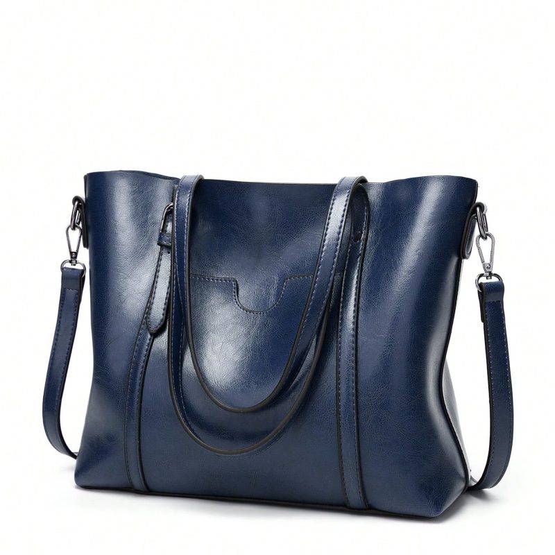 Multifunctional Oiled PU Leather Retro Tote – Large Capacity Mommy Bag