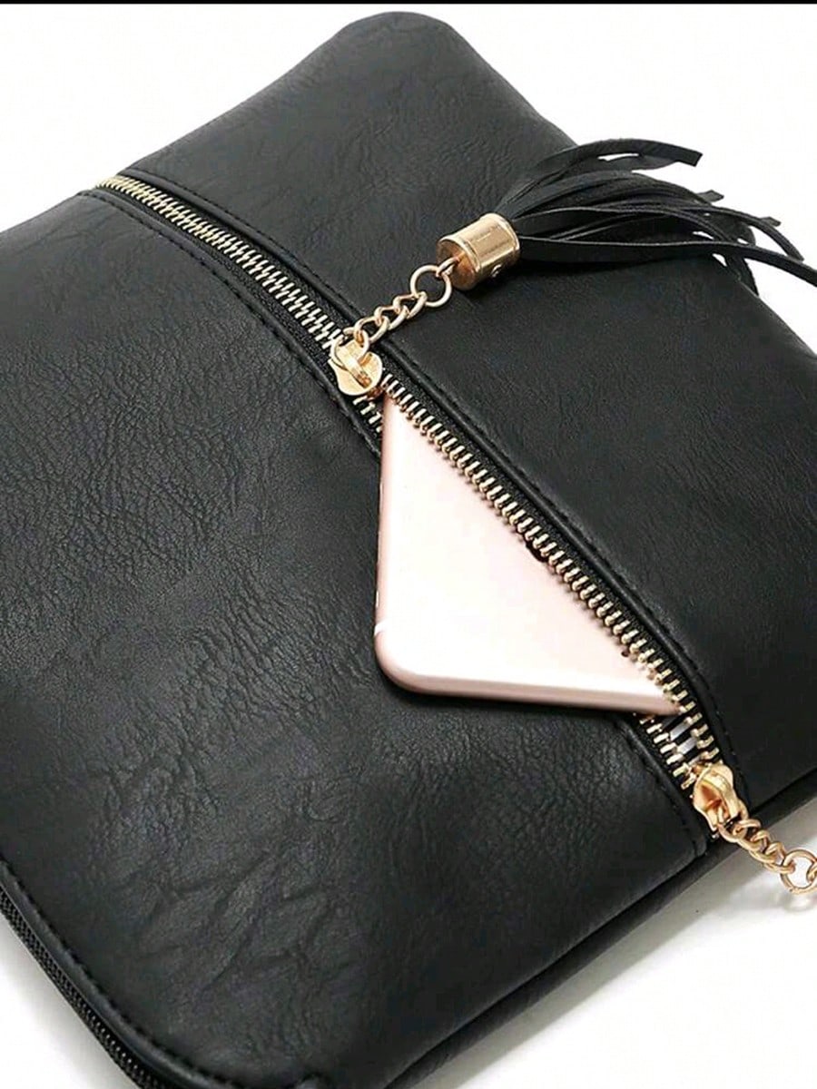 Black Crossbody Bag With Tassels Bags - Image 6