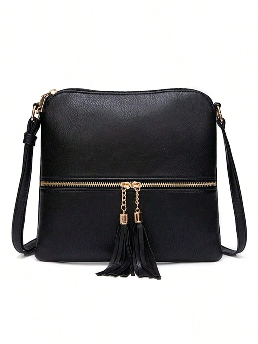 Black Crossbody Bag With Tassels Bags - Image 3