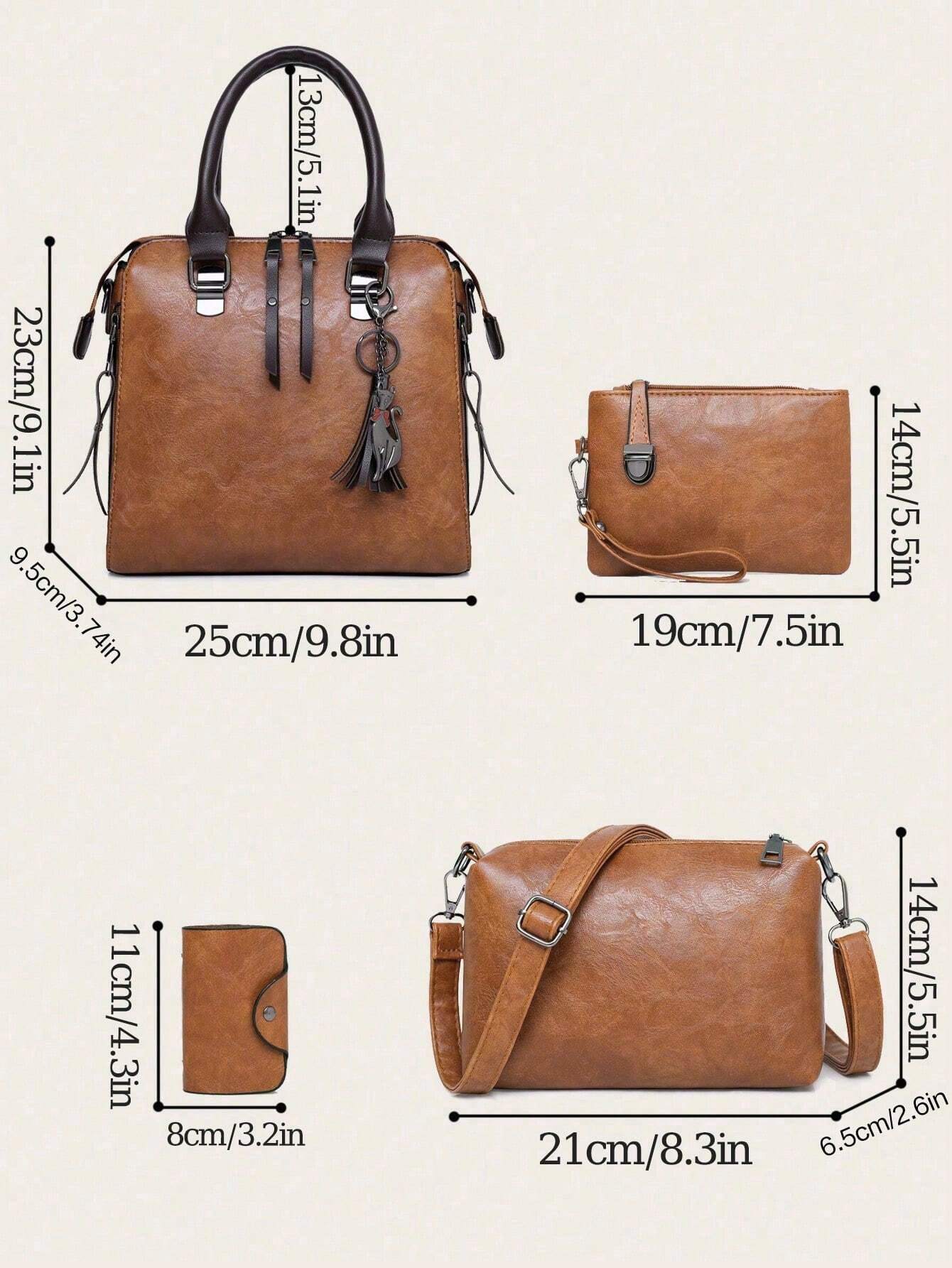 4-Piece Women's Bag Set – Handbag, Shoulder Bag, Messenger Bag & Wallet - Image 3