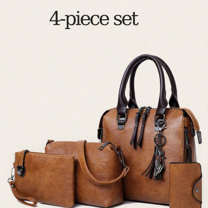 4-Piece Women's Bag Set – Handbag, Shoulder Bag, Messenger Bag & Wallet