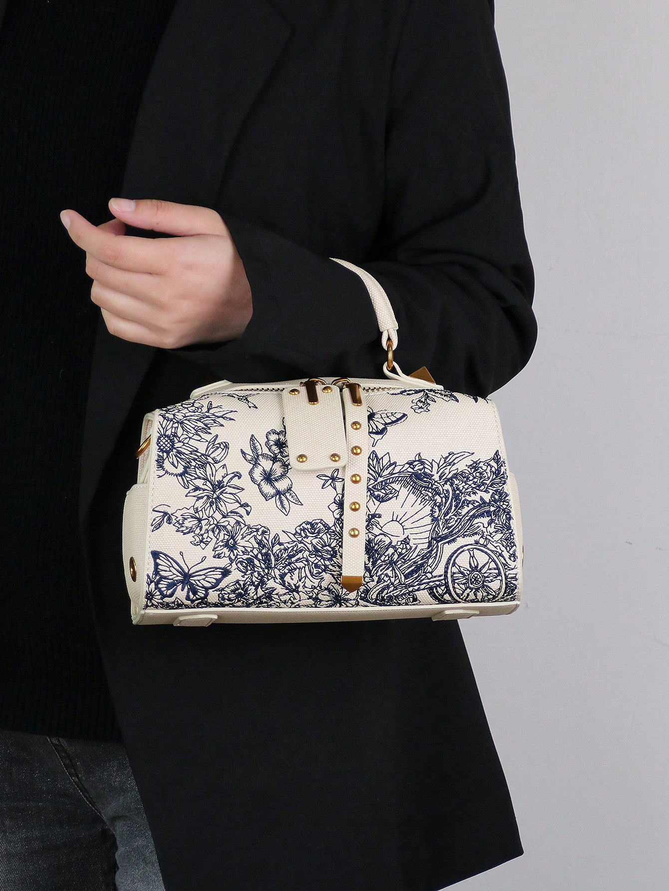 Boston Pillow Bag – Embroidered Butterfly & Floral Design - Image 9