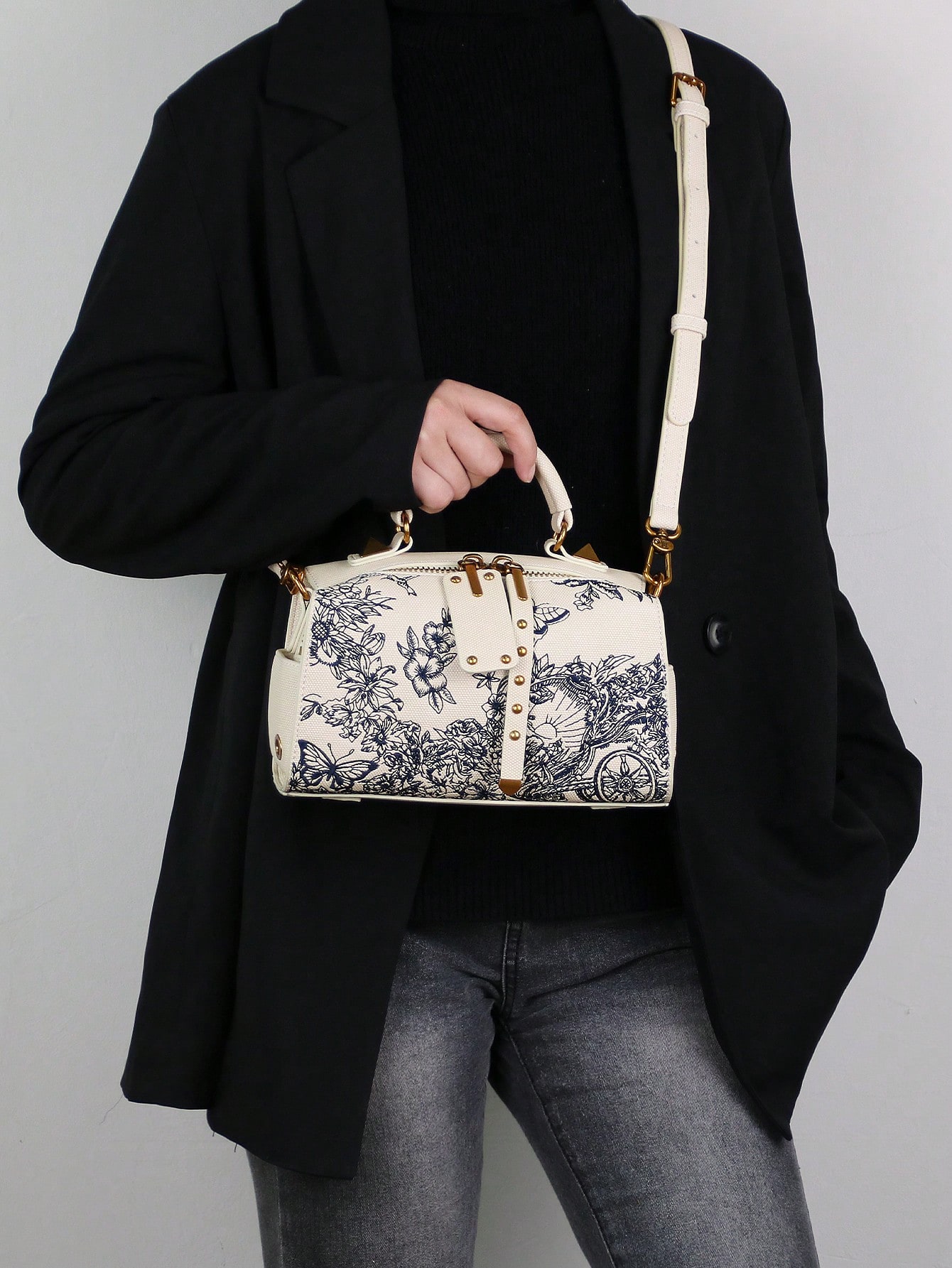 Boston Pillow Bag – Embroidered Butterfly & Floral Design - Image 8