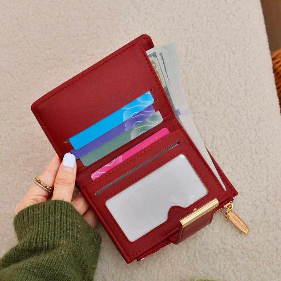 Burgundy Women's Wallet – Compact Minimalist Style - Image 4