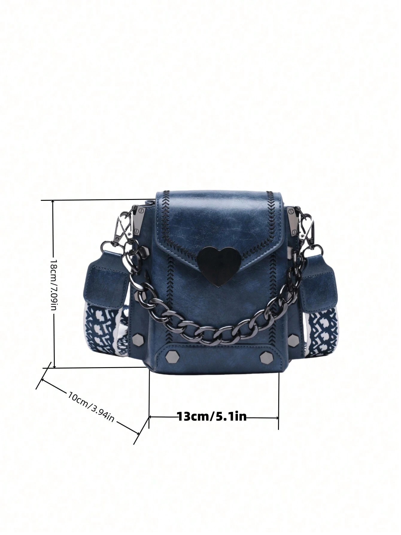 Chic Small Square Bag with Heart Accent - Image 3