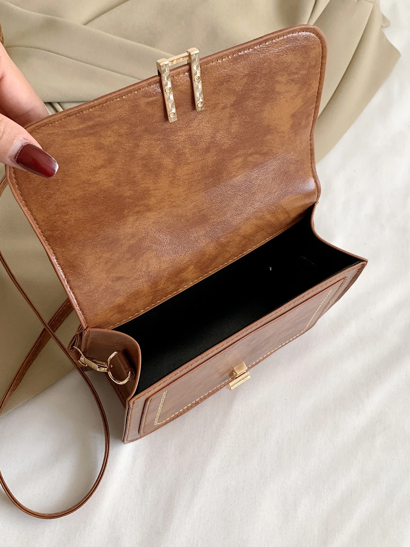 Mini Casual Shoulder & Crossbody Bag – Metal Lock Detail - Image 3