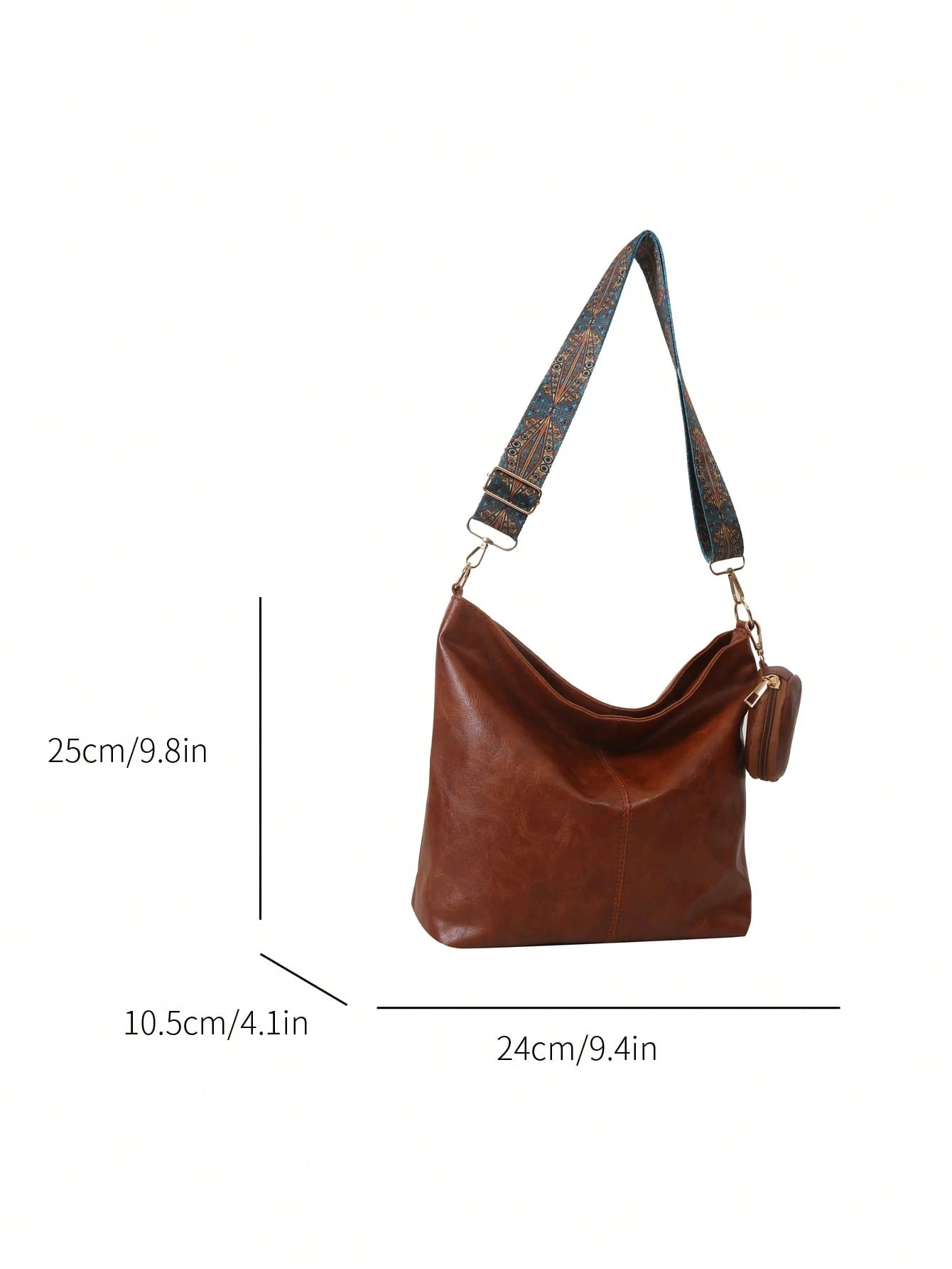 Peacock Feather Pattern Retro Women's Bucket Bag – Large Capacity & Coin Purse - Image 7