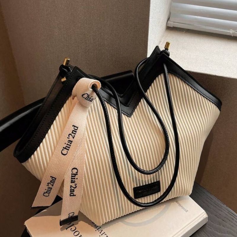 Shoulder Tote Handbag with Scarf