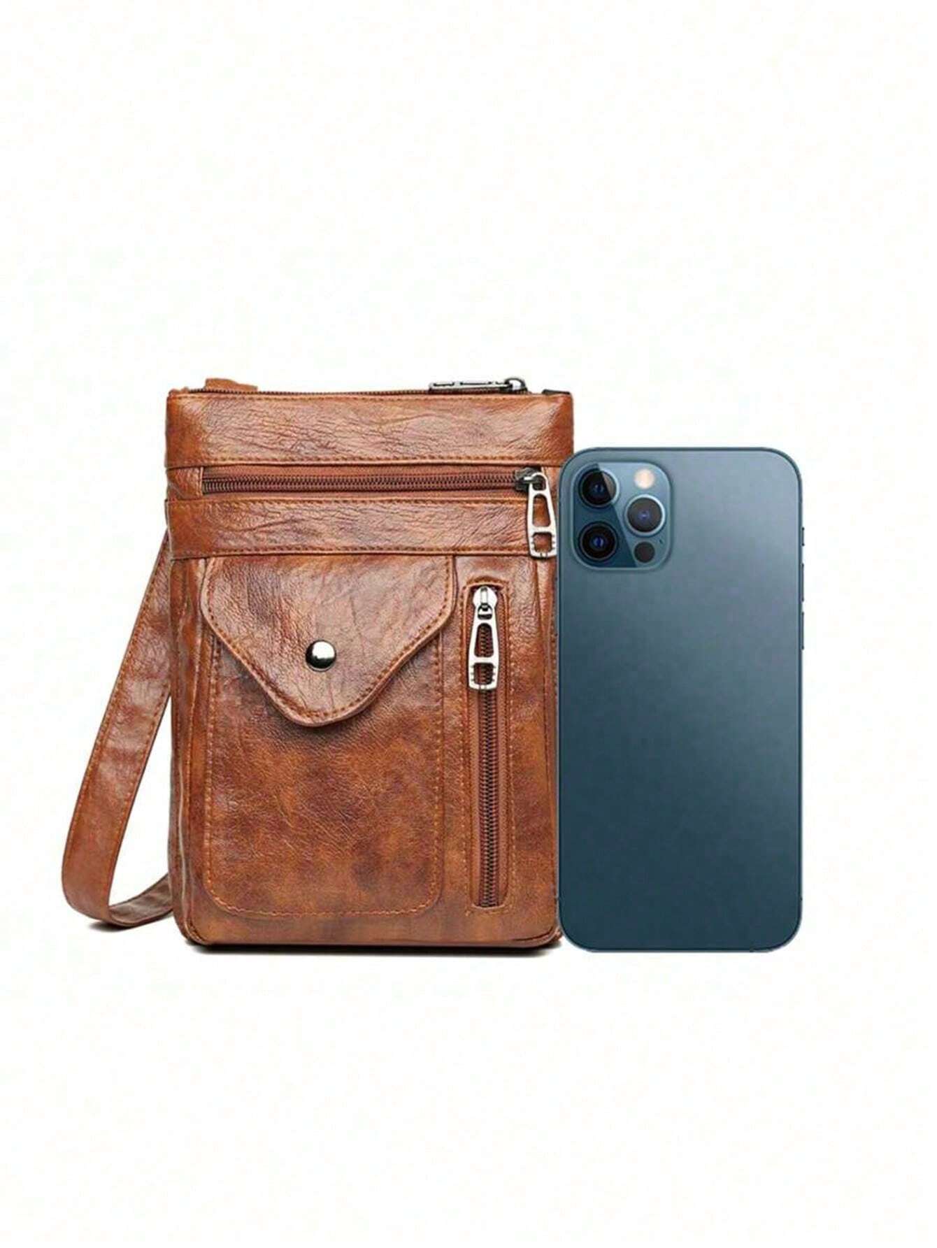 Simple Multi-Compartment Square Bag – Vertical Mobile Phone Bag - Image 2