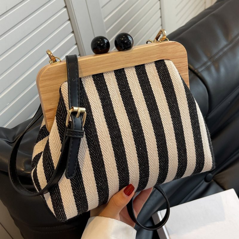 Striped Canvas Crossbody Bag – Color Block Design