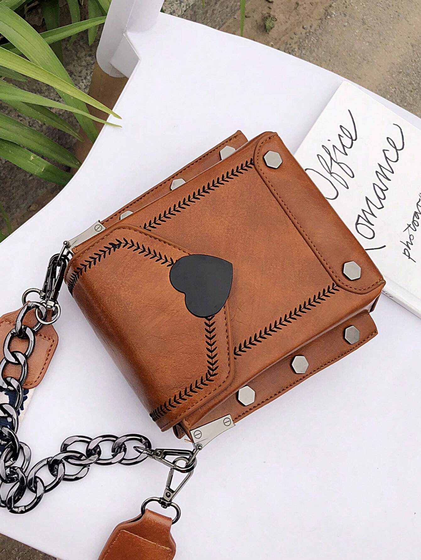 Stylish & Unique Small Square Bag – Heart Accent - Image 5