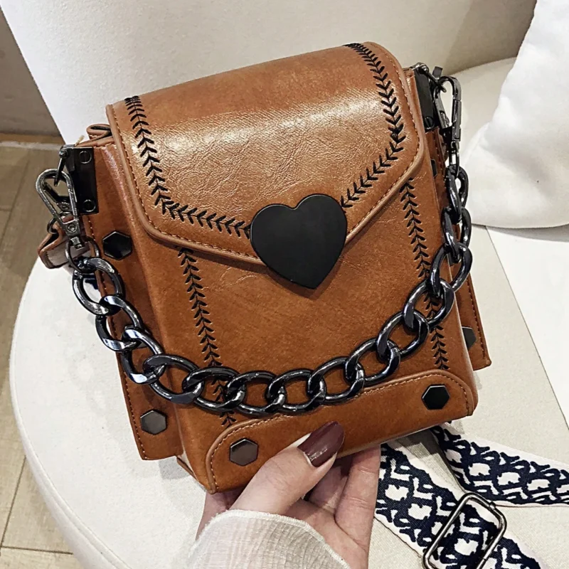 Stylish & Unique Small Square Bag – Heart Accent