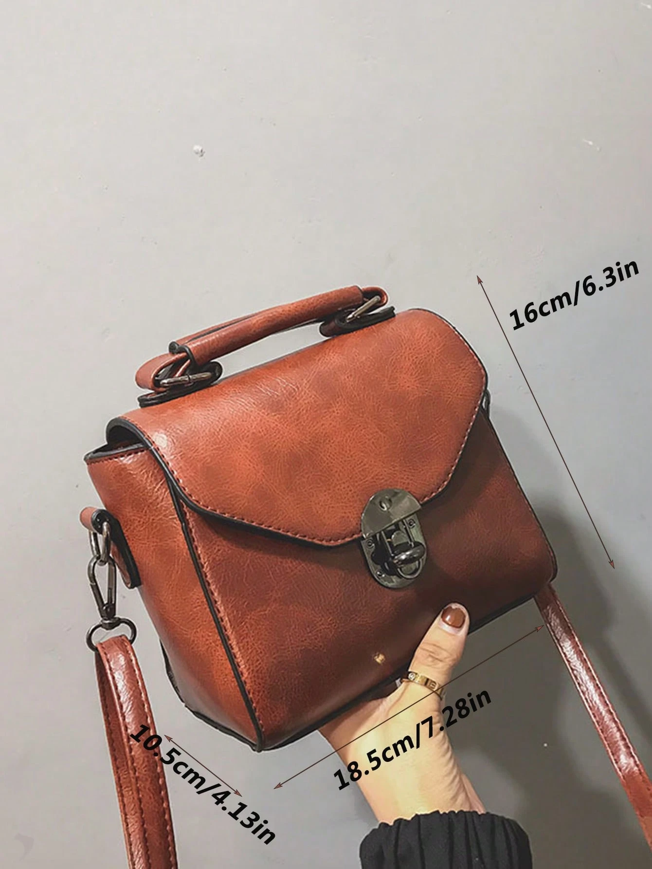 Vintage Flap Square Messenger Bag – Large Capacity PU Leather Shoulder Bag - Image 3