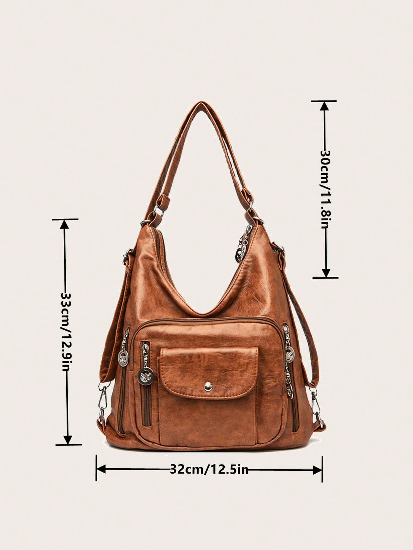 Vintage-Inspired Multi-Pocket Backpack & Shoulder Bag – Elegant and Versatile - Image 6