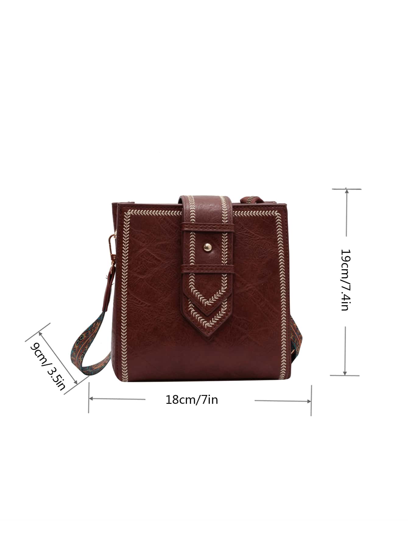 Vintage Retro Mini Square Crossbody Bag – Stitch Detail - Image 6