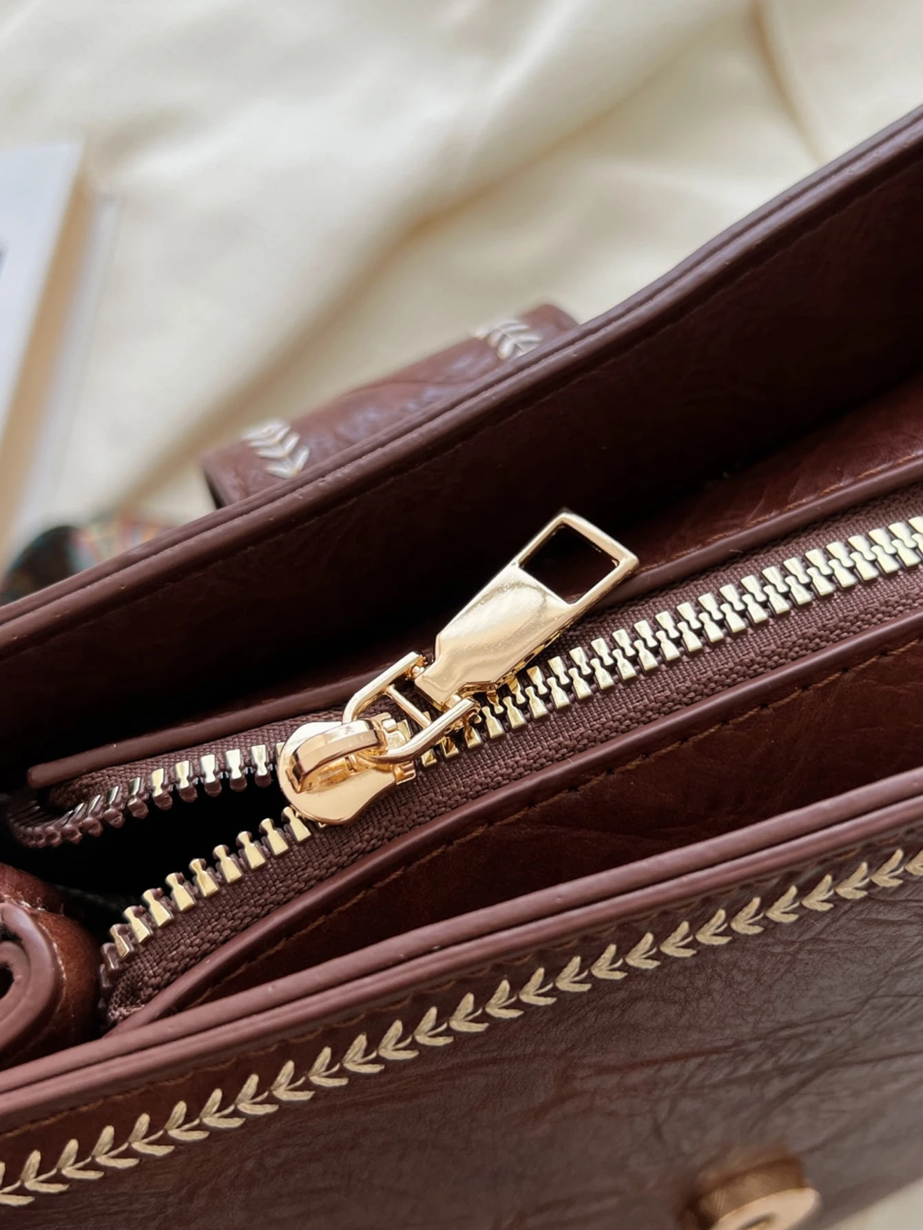 Vintage Retro Mini Square Crossbody Bag – Stitch Detail - Image 4