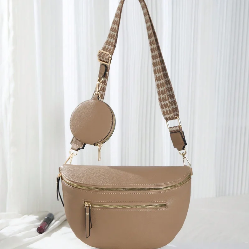 Minimalist Neutral Crossbody / Waist Bag with Coin Pouch (Beige)