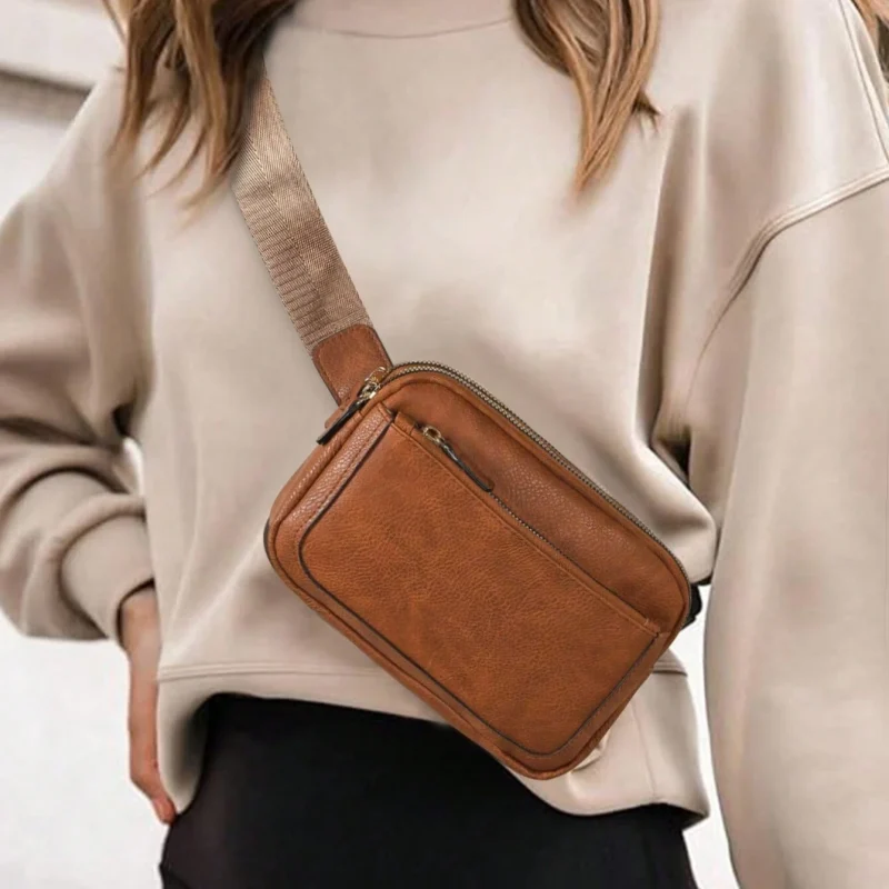Classic Rectangular Crossbody Bag (Brown)